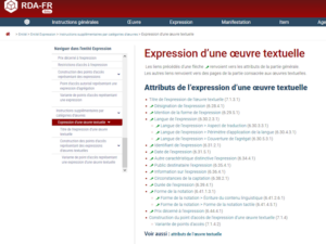 Copie d'écran : page Expression d'une oeuvre textuelle